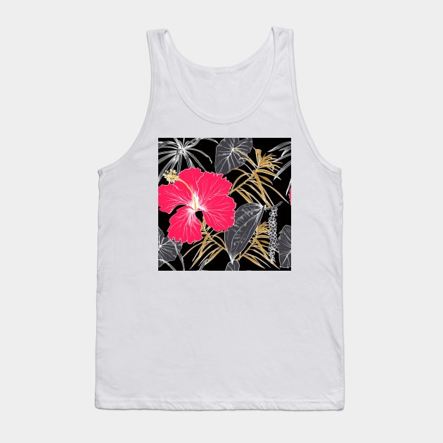 Tropical exotic flowers and leaves Tank Top by Olga Berlet